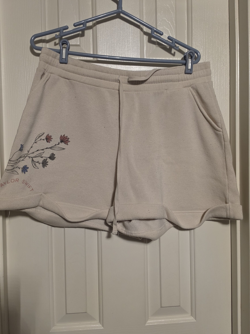 Taylor Swift Cream Floral Drawstring Athletic Shorts